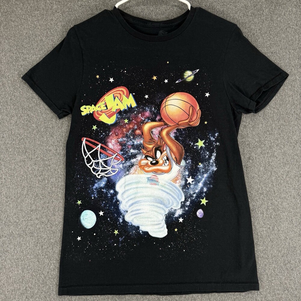 Space Jam Taz Tasmanian Devil Black Graphic T Shirt Looney Tunes Mens S